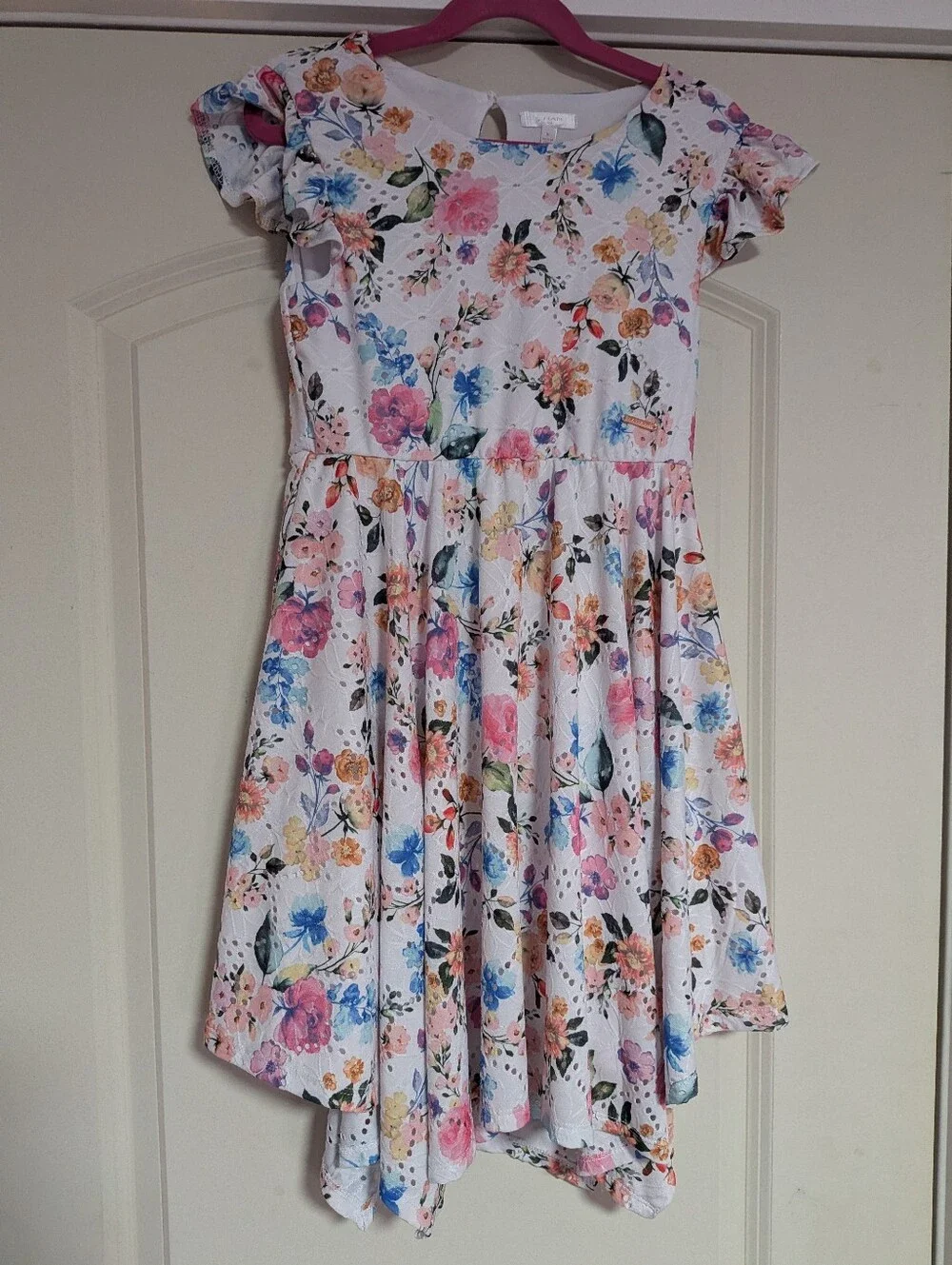 White Floral Eyelet Dress – Girls Size 8